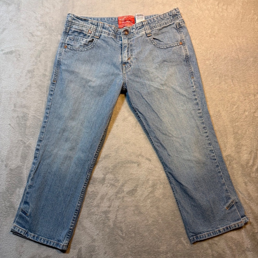 Levi Strauss Signature Light Wash Cropped Capri Jeans Y2K Stretch Denim Misses 8